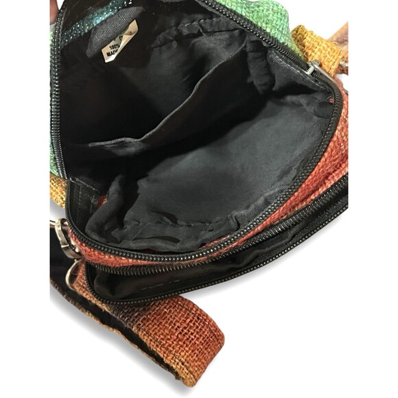 Rainbow Tie Dye 100% Hemp Woven Small Crossbody Utility Bag Hippie Stoner Pride - Picture 9 of 12